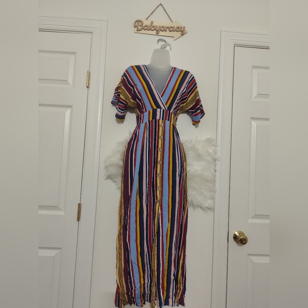 Harper Heritage Striped Colorful Maxi Dress - Size XS